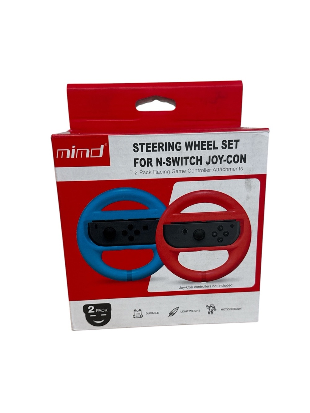 Mimd Steering Wheel Set for N-Switch Joy-Con Controllers - Red & Blue